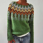 Henrietta Lightweight Fair Isle Yoke Crew Neck Sweater