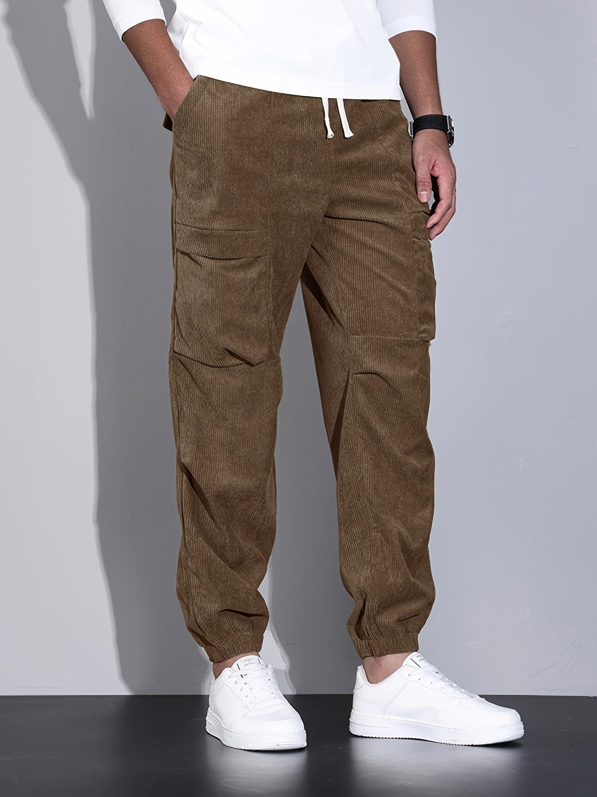 Grayson Men’s Stylish Corduroy Cargo Joggers