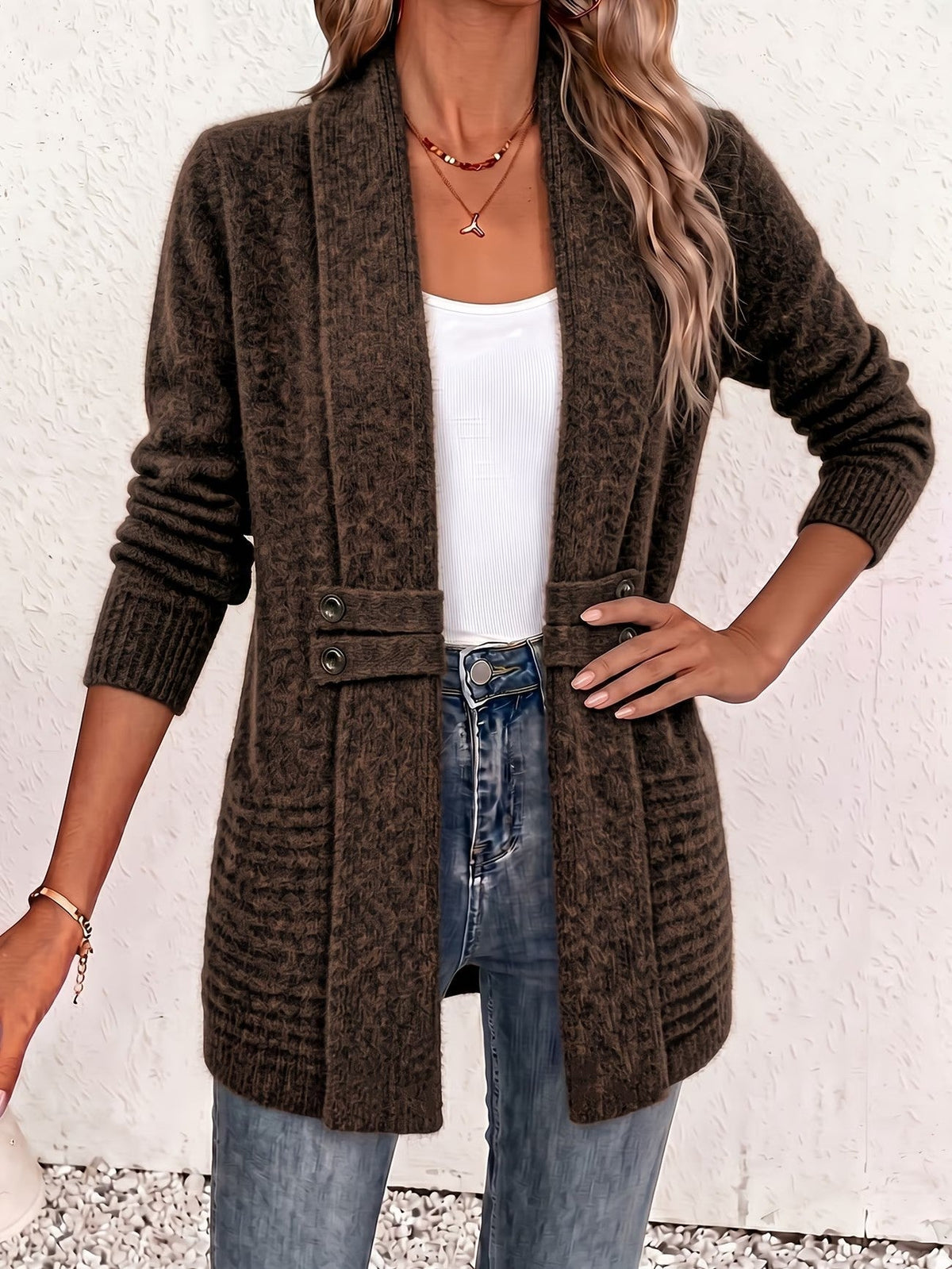Rosalie Elegant Open Front Longline Cardigan