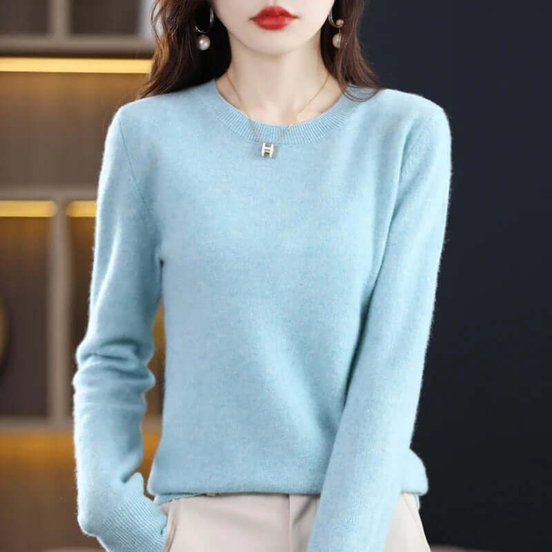 Annalise Elegant Soft Fine Knit Crew Neck Sweater