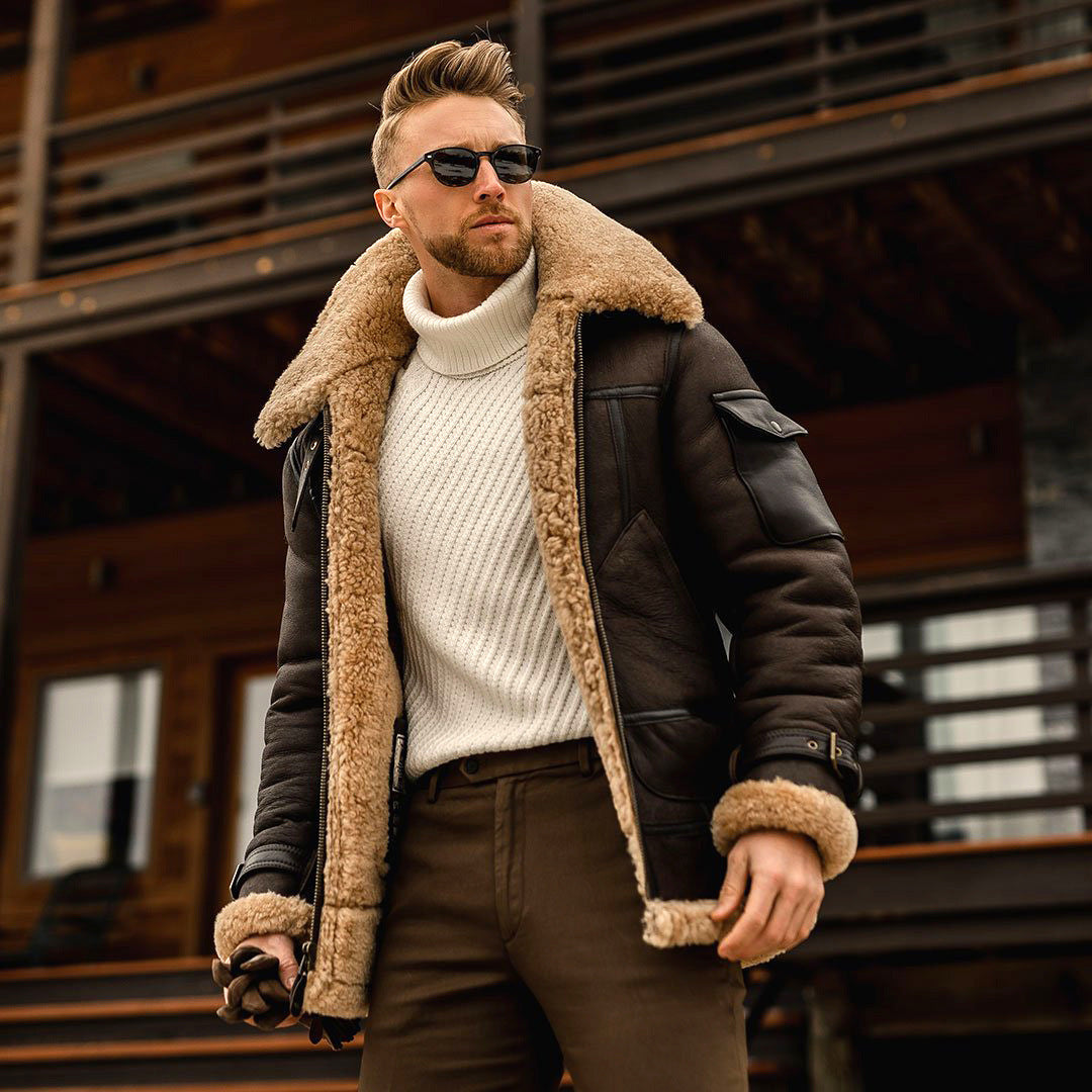 Harrison Men’s Shearling Leather Aviator Jacket