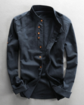 Kyoto Men's Lightweight Linen Cotton Japanese Style Shirt