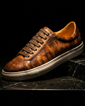 Ledger Men's Croc Embossed Leather Low Top Sneakers