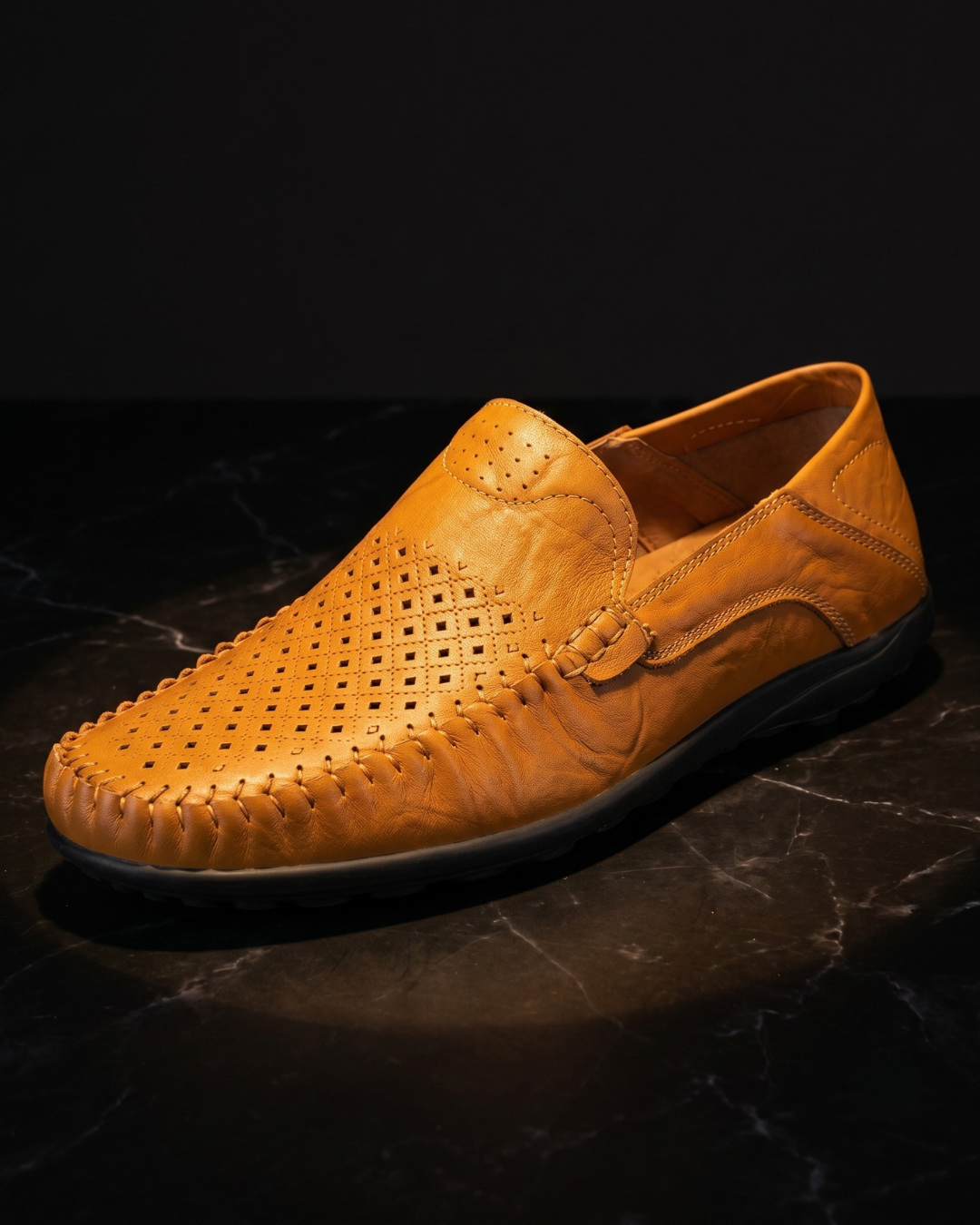 Rimini Men's Breathable Full Grain Leather Driving Loafers