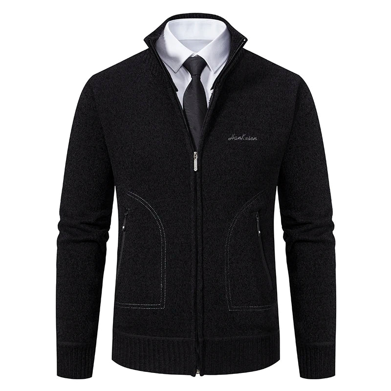 Everett Men’s Knit Stand Collar Zip Cardigan