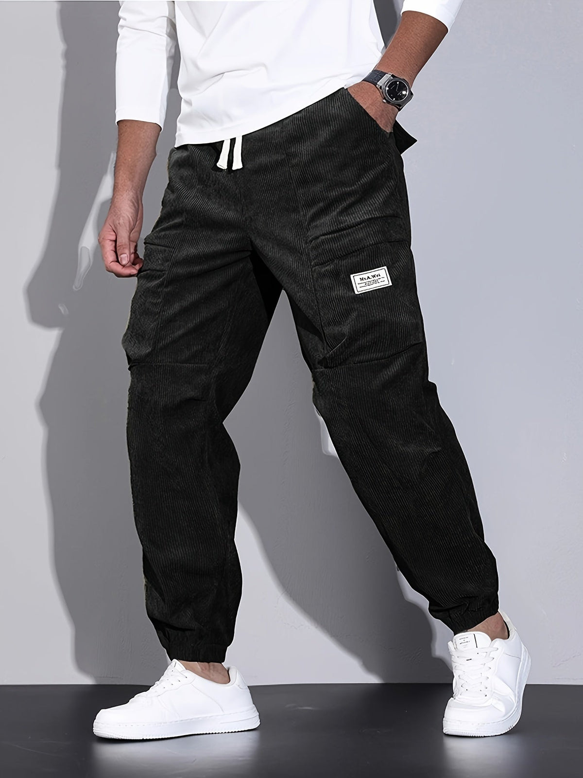 Grayson Men’s Stylish Corduroy Cargo Joggers