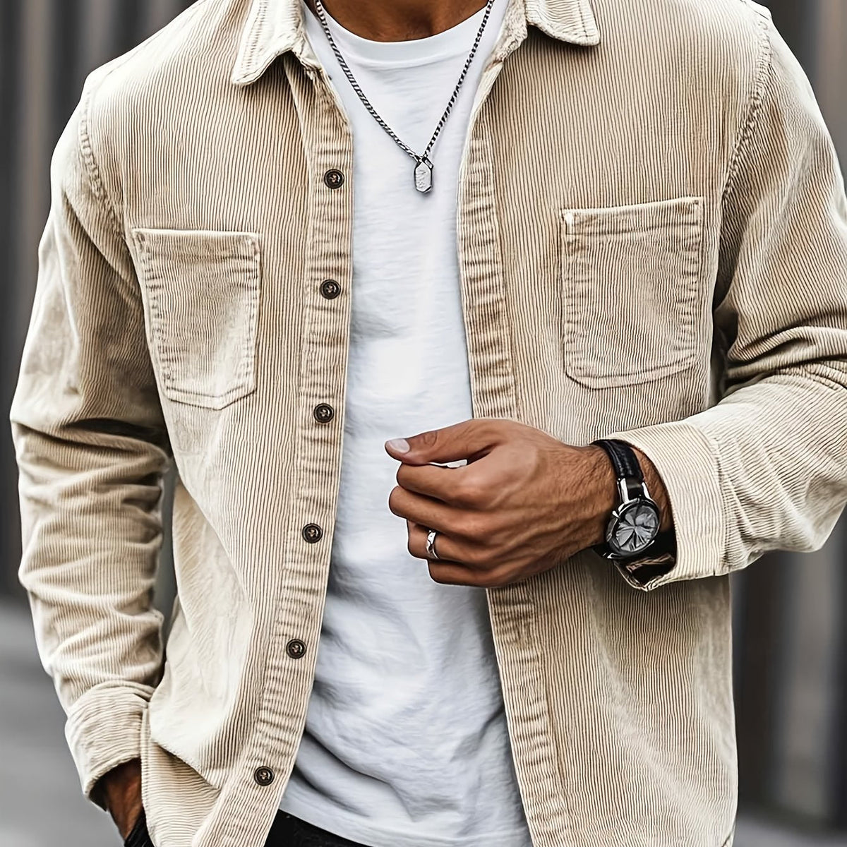 Wesley Lightweight Casual Corduroy Shirt Jacket