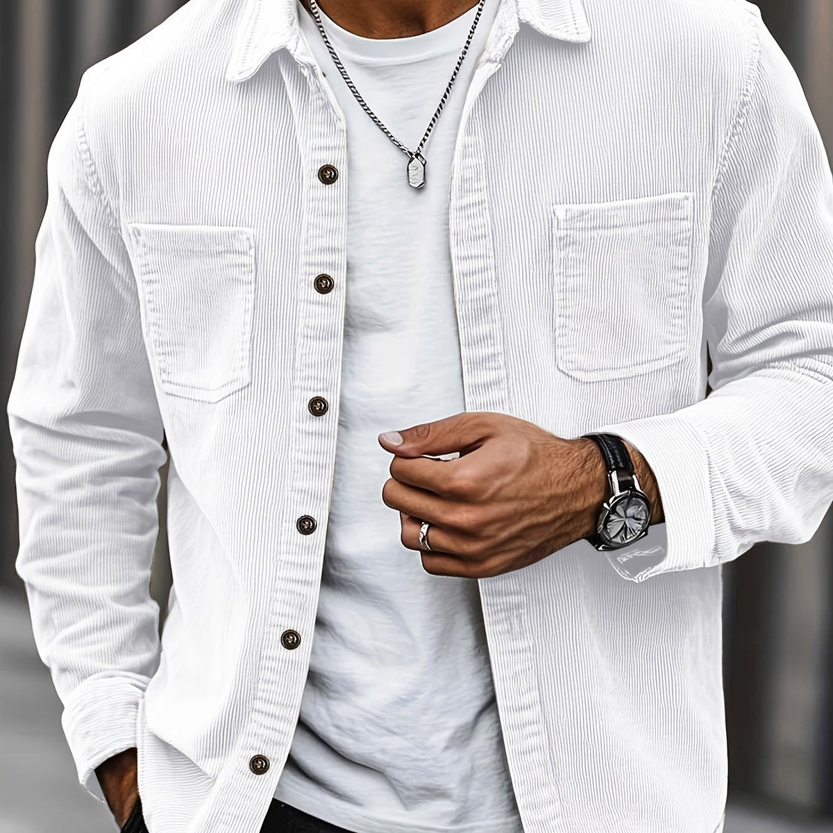Wesley Lightweight Casual Corduroy Shirt Jacket