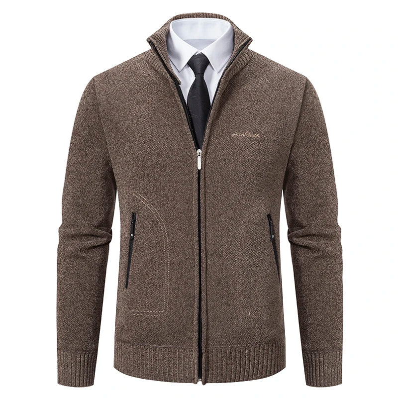 Everett Men’s Knit Stand Collar Zip Cardigan