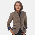 Margery Elegant Tailored Tweed Stand Collar Blazer