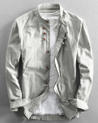 Kyoto Men's Lightweight Linen Cotton Japanese Style Shirt
