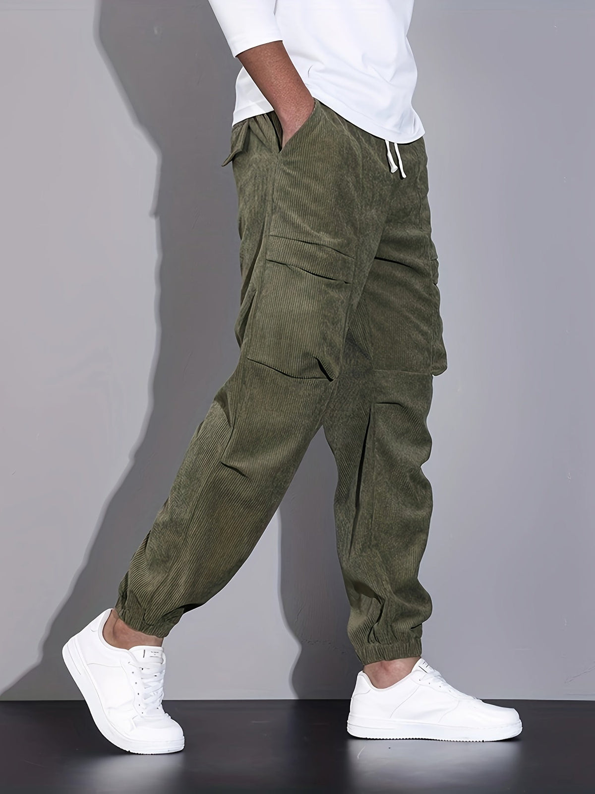 Grayson Men’s Stylish Corduroy Cargo Joggers
