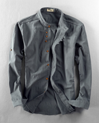 Kyoto Men's Lightweight Linen Cotton Japanese Style Shirt