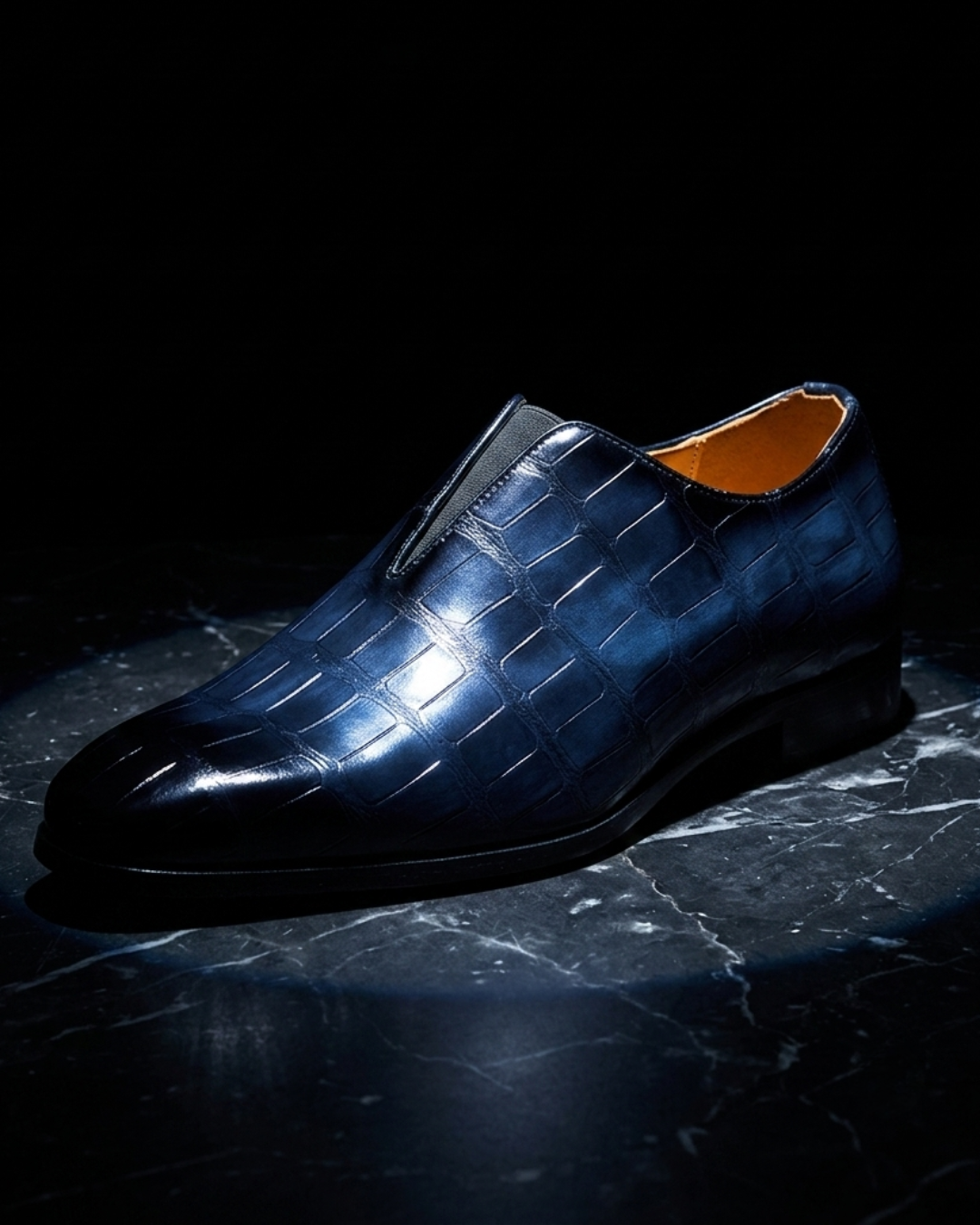 Thatcher Men's Croc Embossed Leather Slip On Loafers
