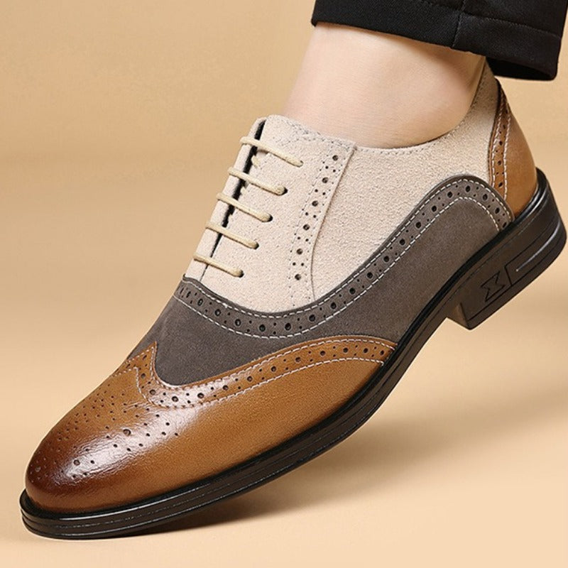 Kingsford Men’s Comfortable Leather Wingtip Oxfords