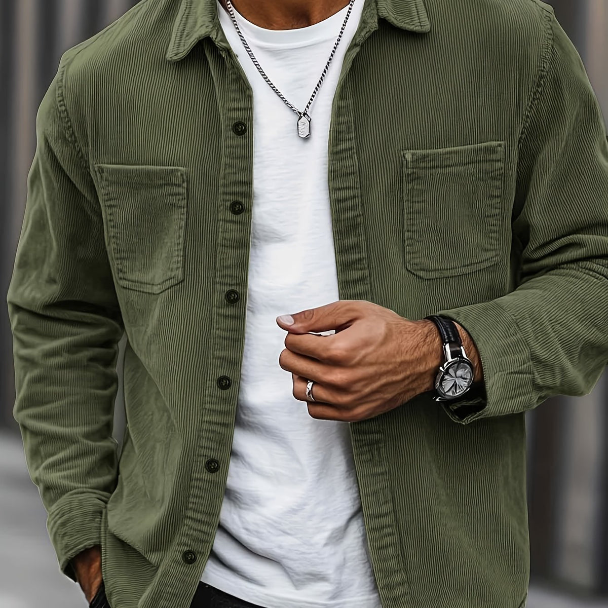 Wesley Lightweight Casual Corduroy Shirt Jacket