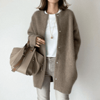 Winona Elegant Longline Crew Neck Button Cardigan