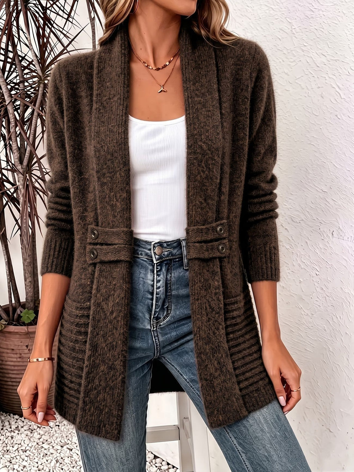Rosalie Elegant Open Front Longline Cardigan