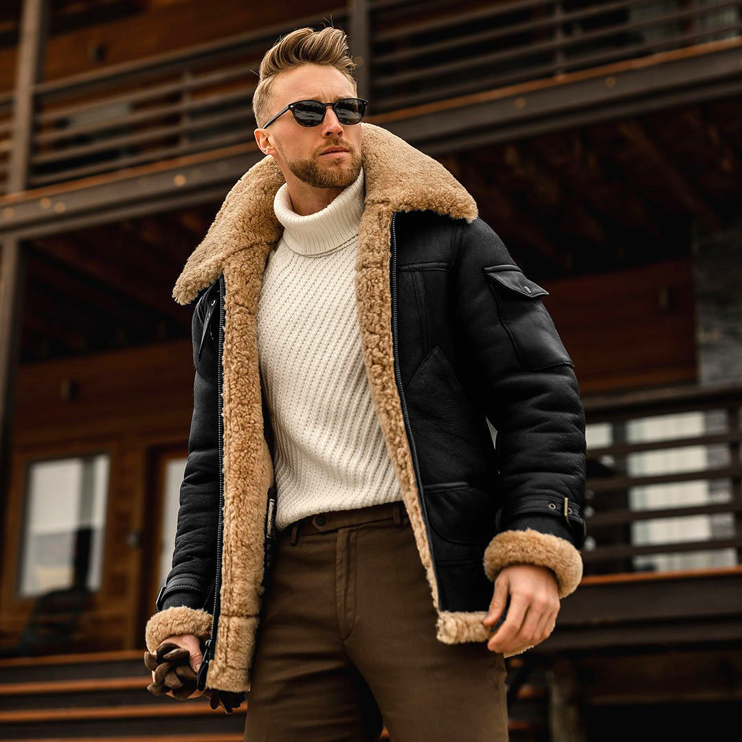 Harrison Men’s Shearling Leather Aviator Jacket