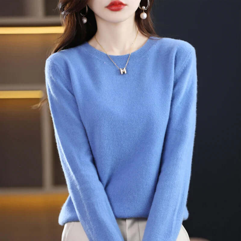 Annalise Elegant Soft Fine Knit Crew Neck Sweater