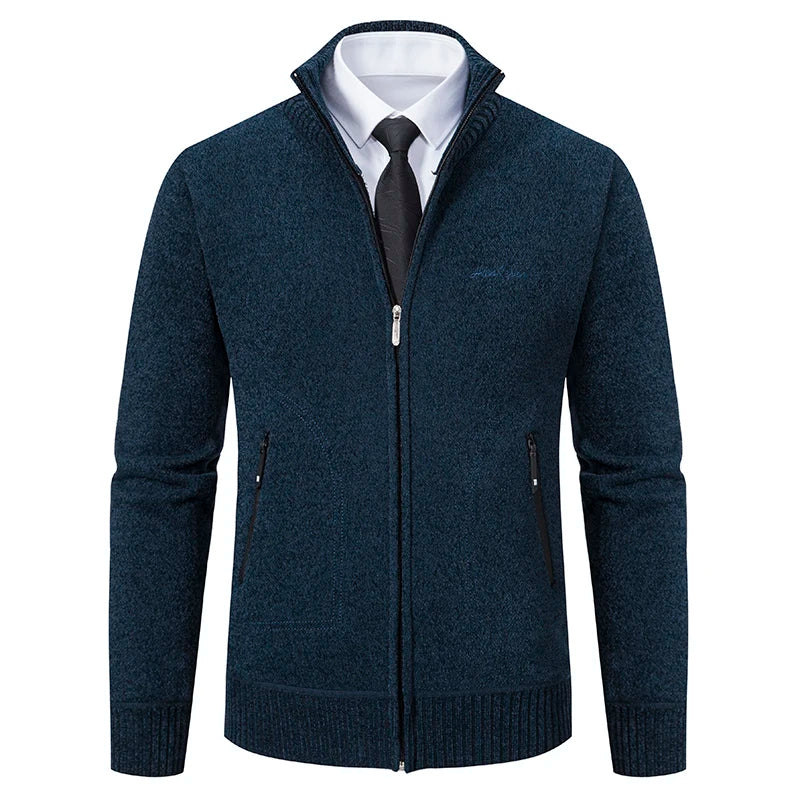 Everett Men’s Knit Stand Collar Zip Cardigan