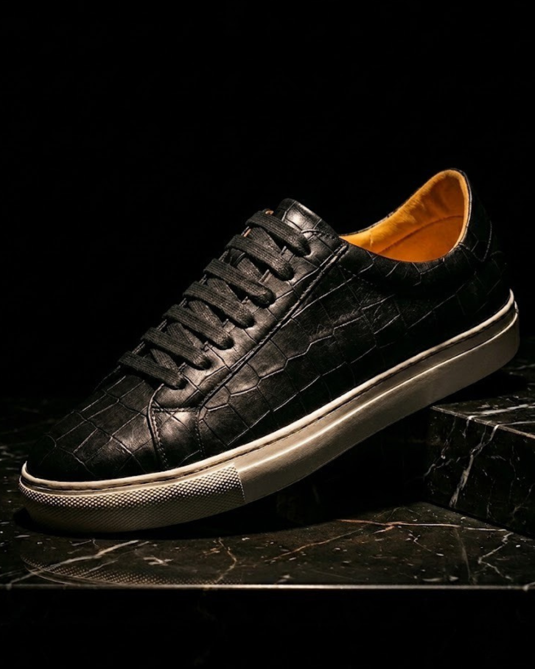 Ledger Men's Croc Embossed Leather Low Top Sneakers