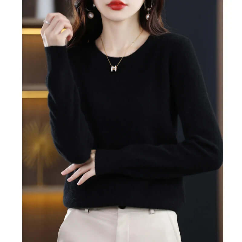 Annalise Elegant Soft Fine Knit Crew Neck Sweater