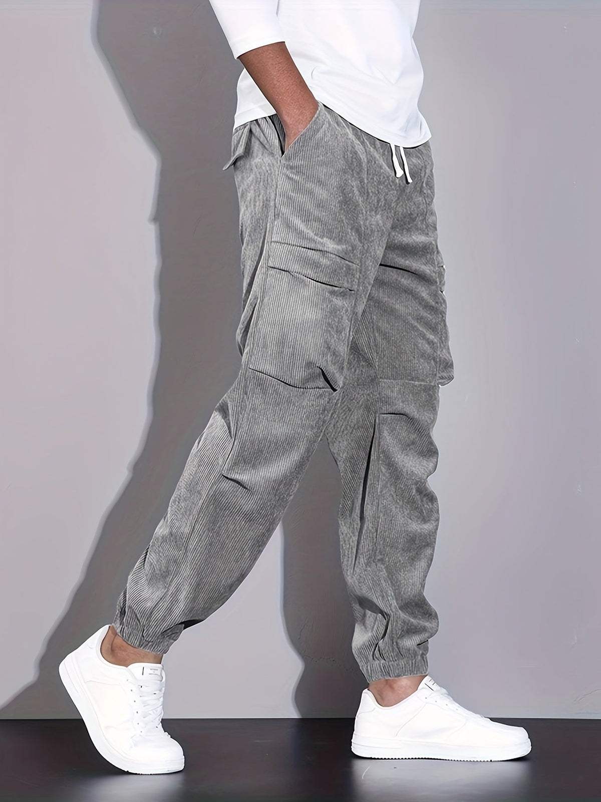 Grayson Men’s Stylish Corduroy Cargo Joggers