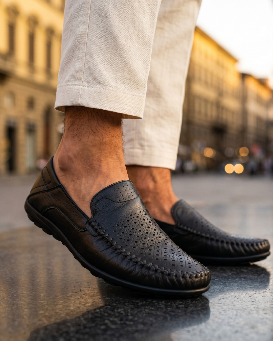 Rimini Men's Breathable Full Grain Leather Driving Loafers