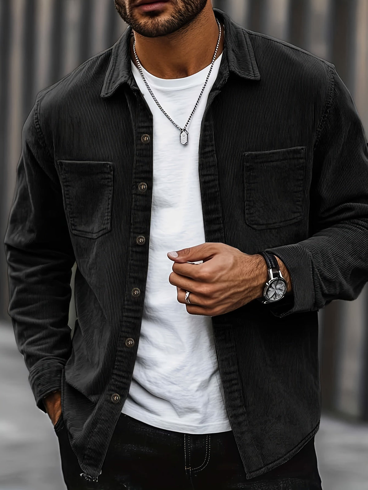 Wesley Lightweight Casual Corduroy Shirt Jacket