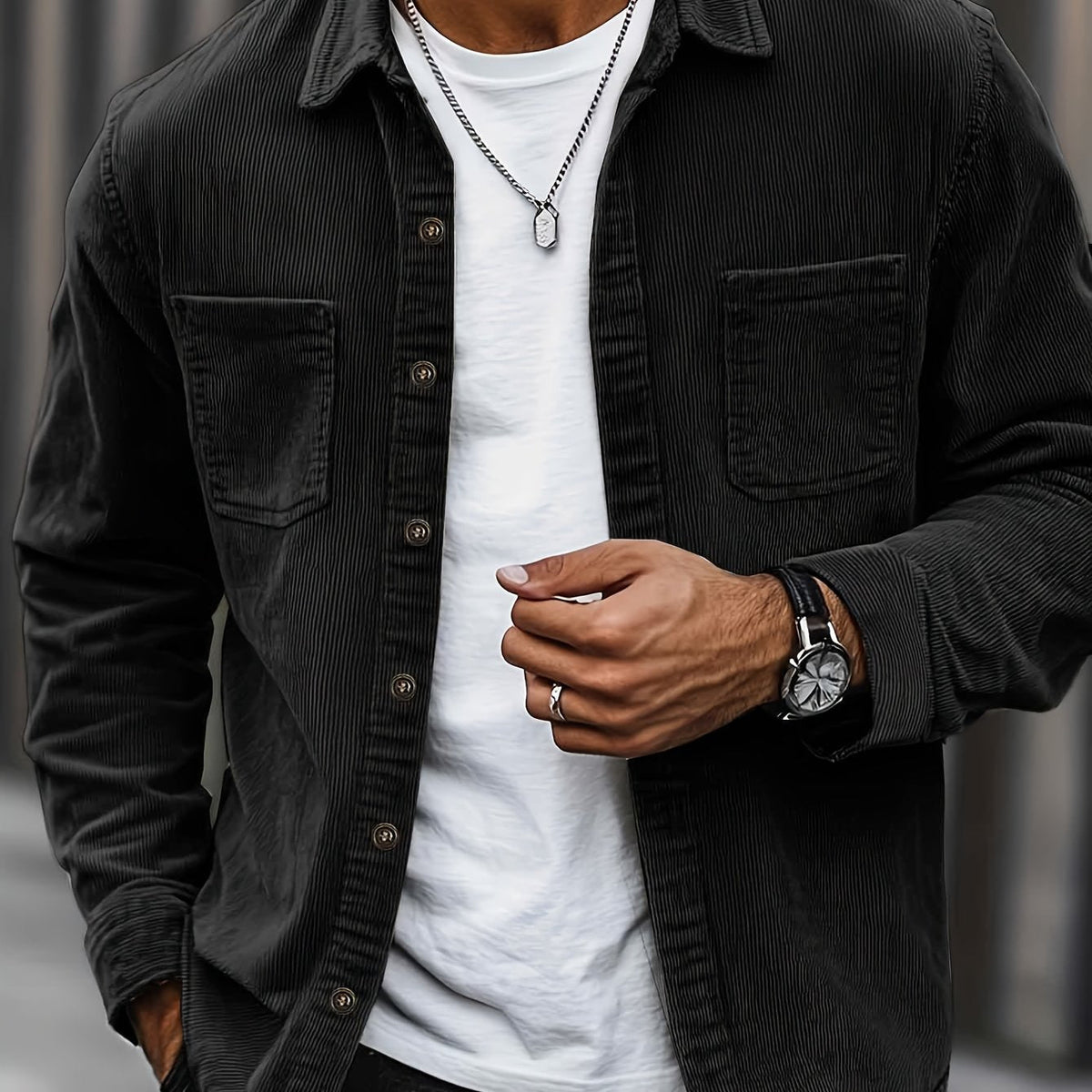 Wesley Lightweight Casual Corduroy Shirt Jacket