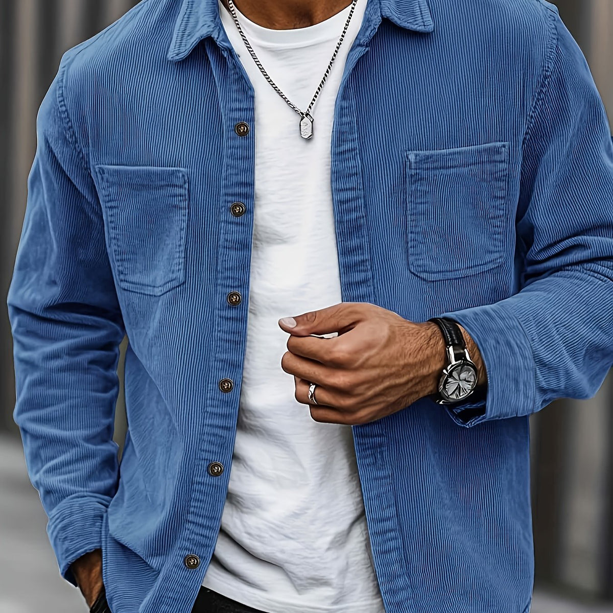 Wesley Lightweight Casual Corduroy Shirt Jacket