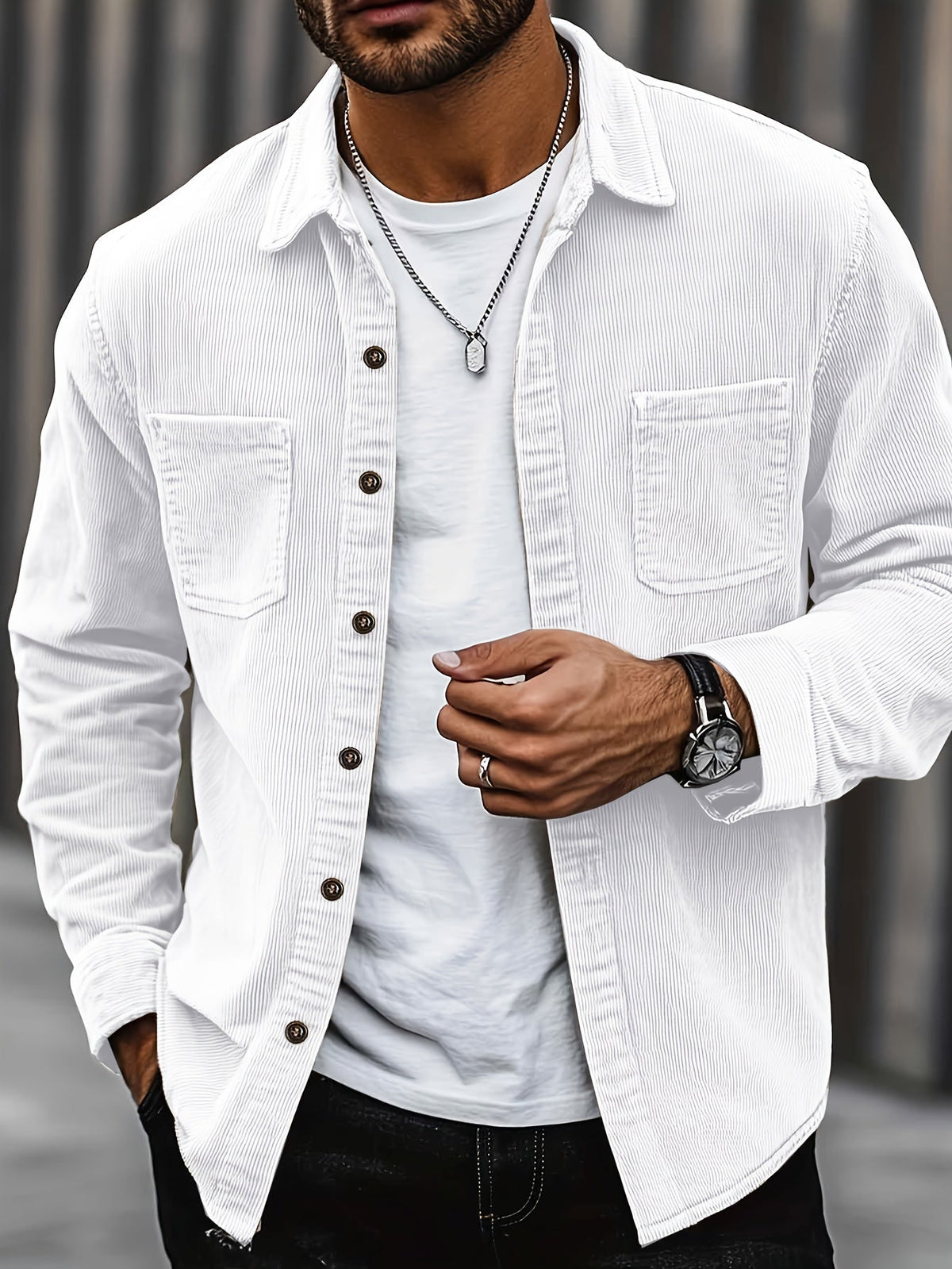 Wesley Lightweight Casual Corduroy Shirt Jacket