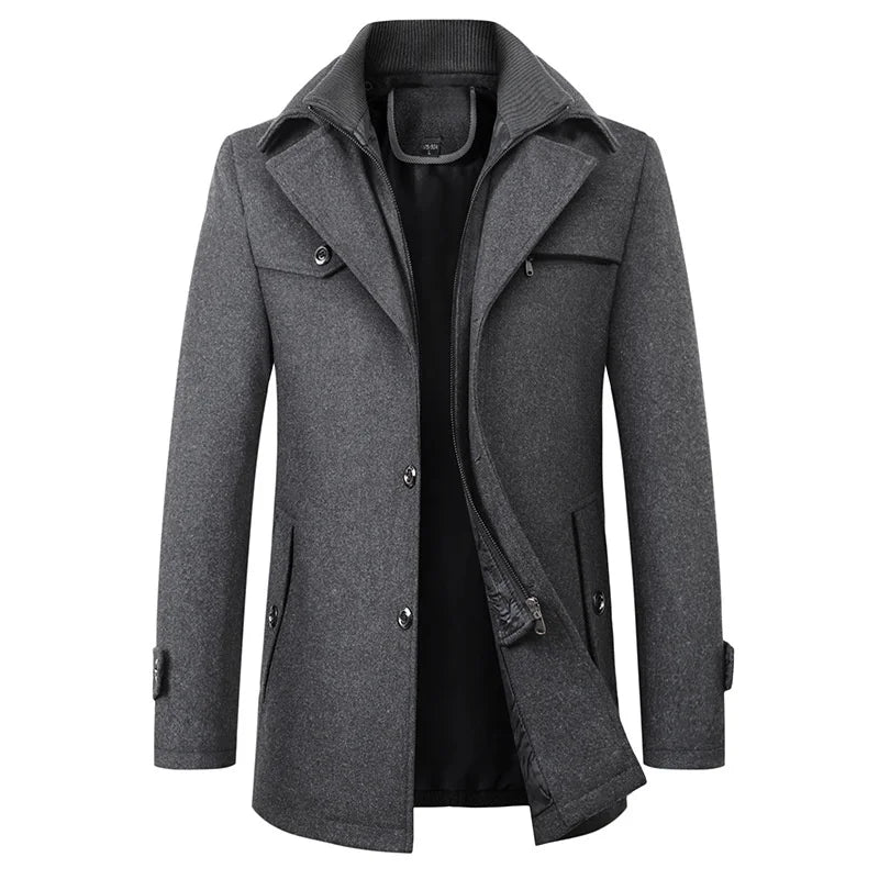 Sutton Men’s Wool Ribbed Collar Peacoat