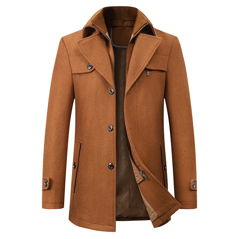 Sutton Men’s Wool Ribbed Collar Peacoat