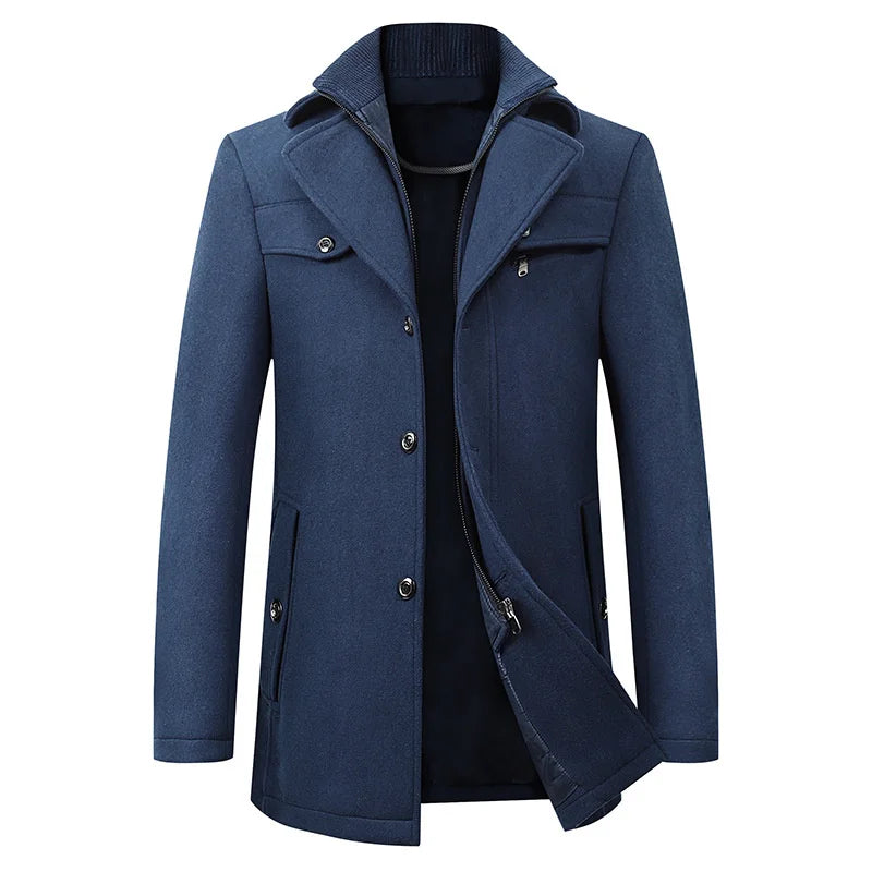 Sutton Men’s Wool Ribbed Collar Peacoat