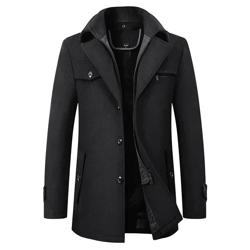 Sutton Men’s Wool Ribbed Collar Peacoat