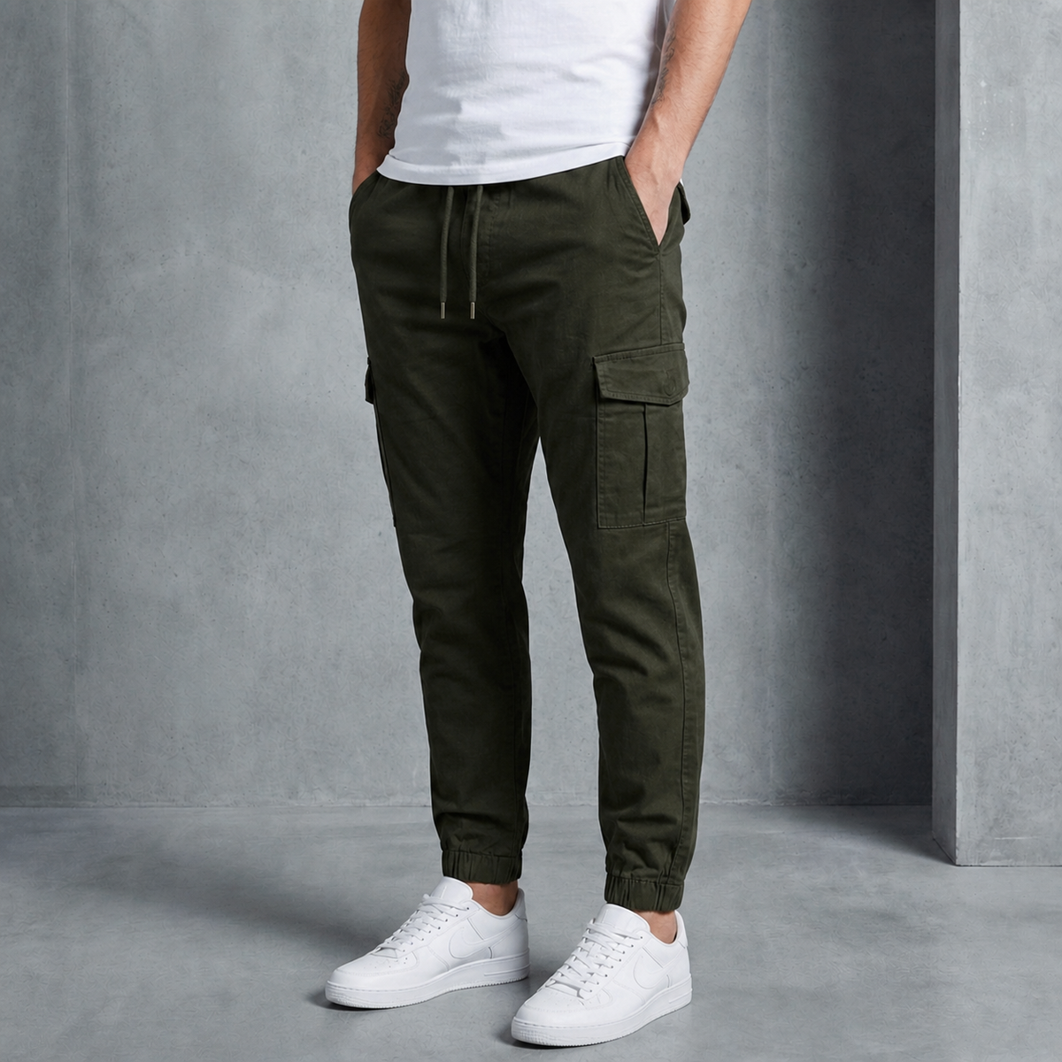 Dalton Casual Relaxed Fit Cuffed Cargo Joggers