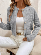 Juliet Lightweight Cropped Crochet Button Cardigan