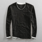 Quentin Cotton Layered V Neck Long Sleeve Tee