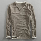 Quentin Cotton Layered V Neck Long Sleeve Tee