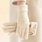 Everly Women’s Winter Suede Button Cuff Gloves