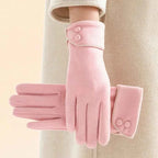 Everly Women’s Winter Suede Button Cuff Gloves