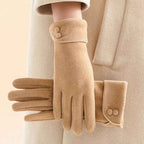 Everly Women’s Winter Suede Button Cuff Gloves