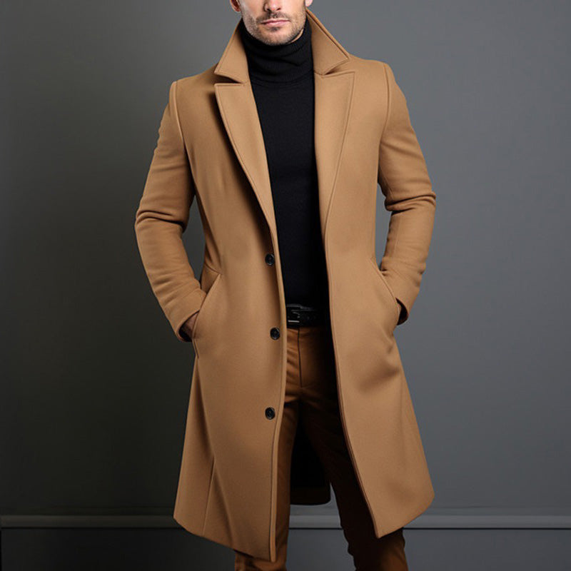 Pierce Tailored Wool Single Breasted Longline Overcoat