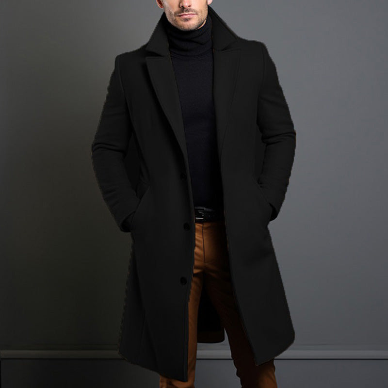 Pierce Tailored Wool Single Breasted Longline Overcoat