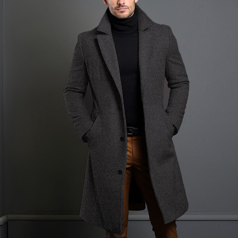 Pierce Tailored Wool Single Breasted Longline Overcoat