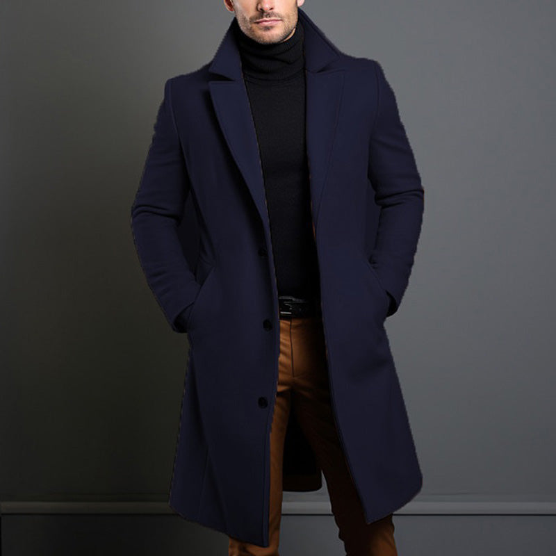 Pierce Tailored Wool Single Breasted Longline Overcoat