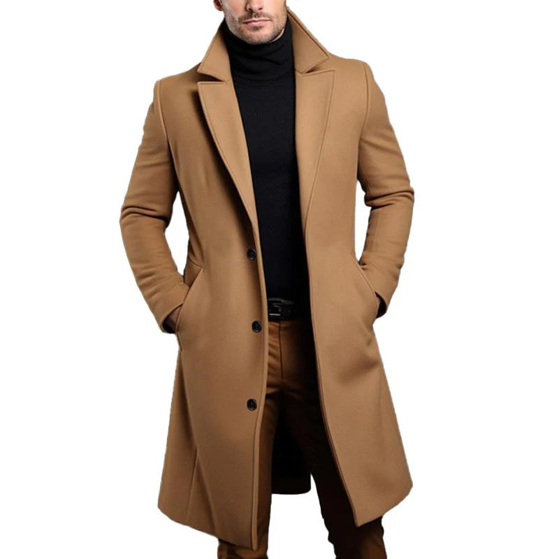 Pierce Tailored Wool Single Breasted Longline Overcoat