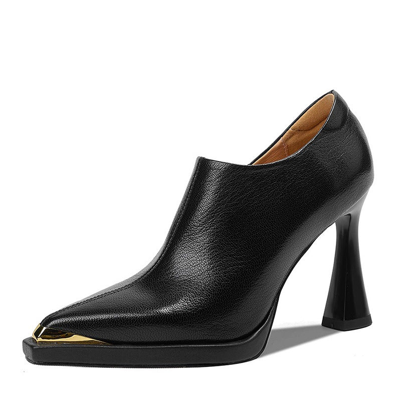 Margot Leather Square Toe Ankle Boots